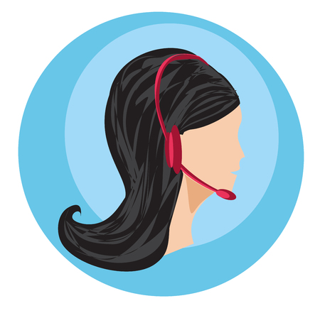 Call center female icon with headset illustration.のイラスト素材