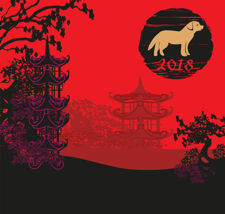 Chinese zodiac the year of Dogのイラスト素材