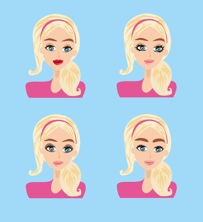 Portrait of a girl, different make-up illustration.のイラスト素材