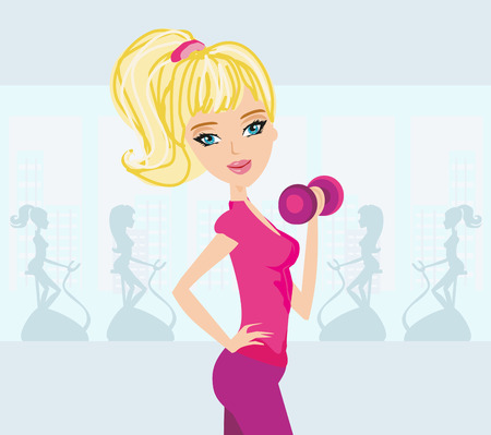 Girl exercising in a gymのイラスト素材