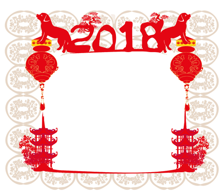 Chinese year of Dog frameのイラスト素材