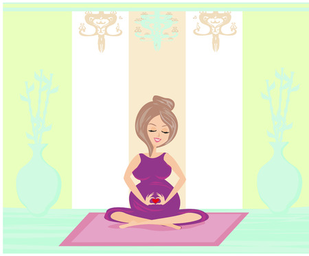 Yoga for pregnant woman card designのイラスト素材