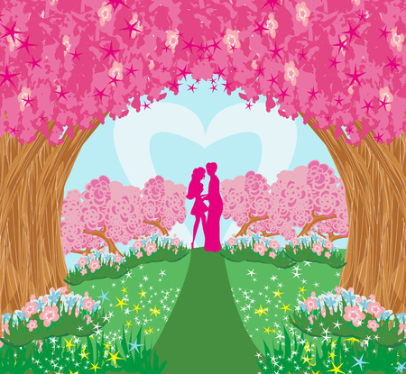 Lovers in the magical gardenのイラスト素材