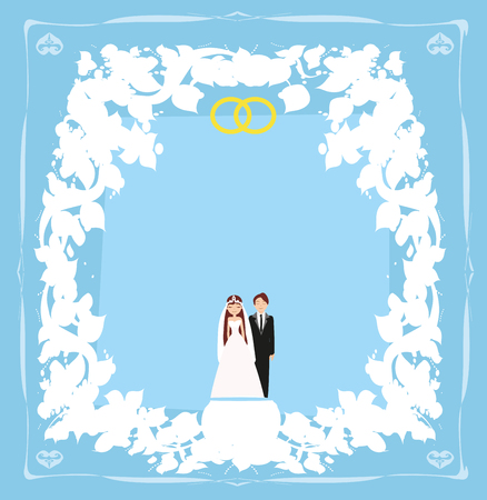 Elegant wedding invitation with bride and groomのイラスト素材
