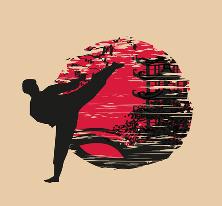 Creative abstract illustration of karate fighterのイラスト素材