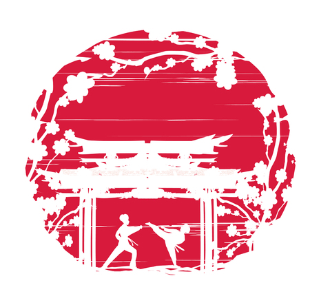 Karate occupations - Grunge backgroundのイラスト素材