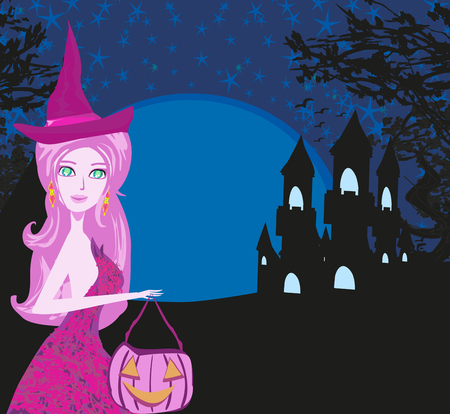 Halloween young girl witchのイラスト素材