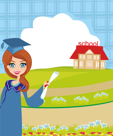School-College Graduation Girl.のイラスト素材