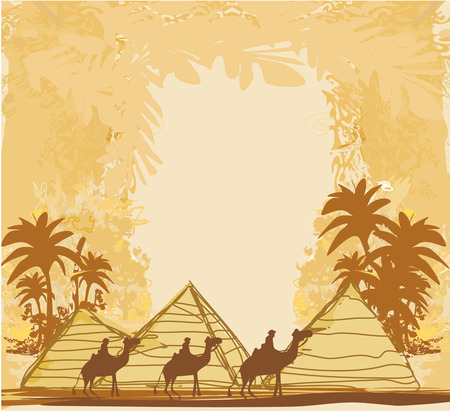 Vintage background with pyramidsのイラスト素材