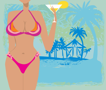 Sexy beach girl frameのイラスト素材