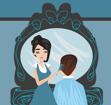 man in a beauty salonのイラスト素材