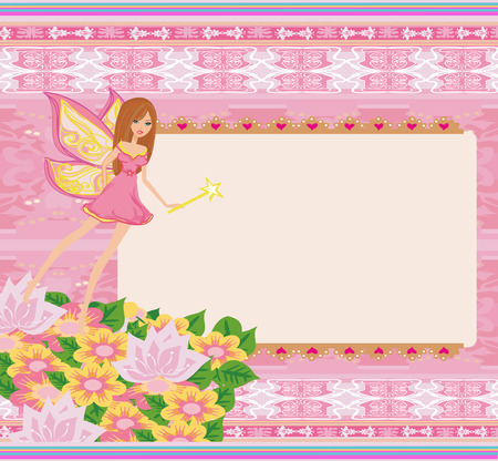 beautiful Fairy - Cute happy birthday card Vector illustration.のイラスト素材