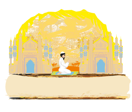 Abstract religious card - muslim man prayingのイラスト素材