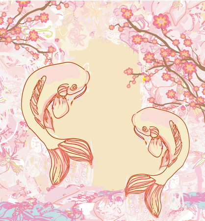 Japanese koi cardのイラスト素材