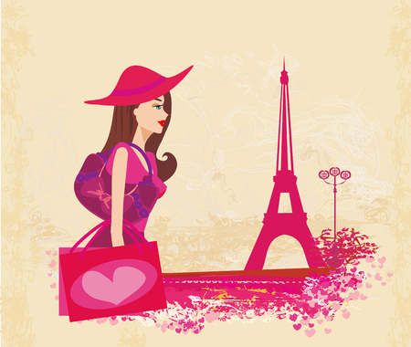 Beautiful women Shopping in Parisのイラスト素材