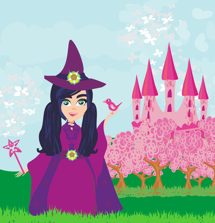 lovely little fairy and a birdのイラスト素材