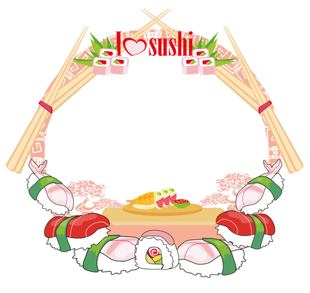 Sushi - artistic frameのイラスト素材