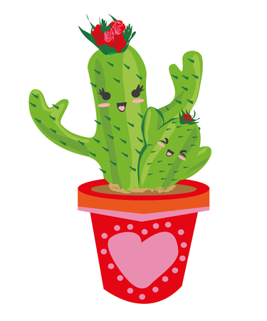 Cactus family - Cute cartoon のイラスト素材