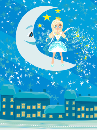 magical night concept greeting card template vector illustrationのイラスト素材