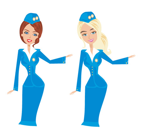 Beautiful stewardess setのイラスト素材