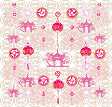 seamless pattern with Mid-Autumn Festival for Chinese New Year のイラスト素材