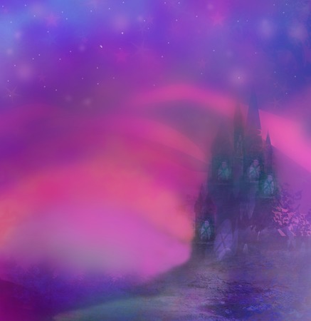 Abstract landscape with old castle の写真素材