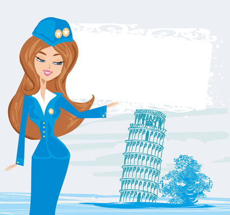 Beautiful stewardess in Italyのイラスト素材