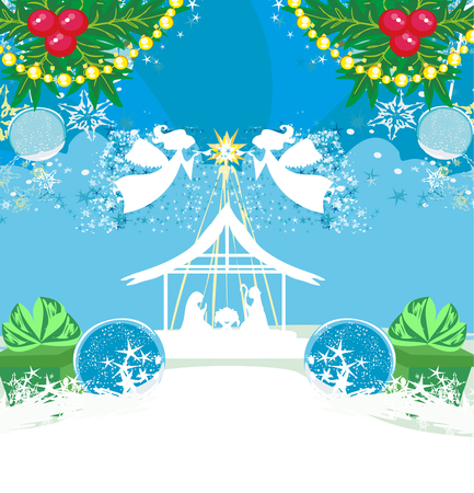 Birth of Jesus in Bethlehem - abstract cardのイラスト素材