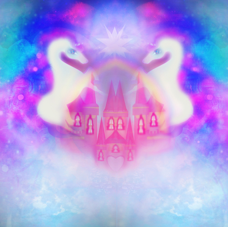 Card with a cute unicornsの写真素材