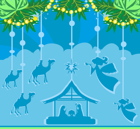 Birth of Jesus in Bethlehem - abstract cardのイラスト素材