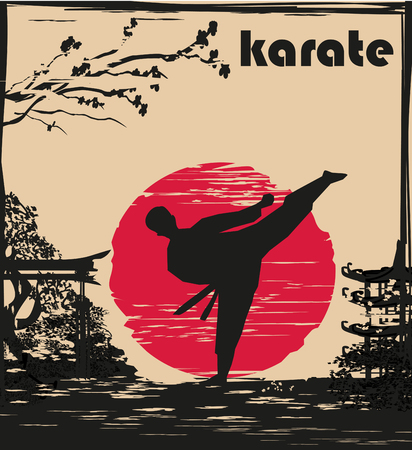 Creative abstract illustration of karate fighterのイラスト素材