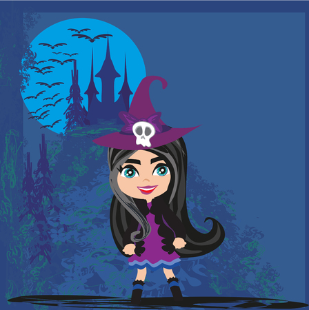 Halloween young girl witchのイラスト素材