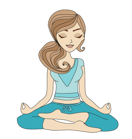 Yoga girl in lotus positionのイラスト素材