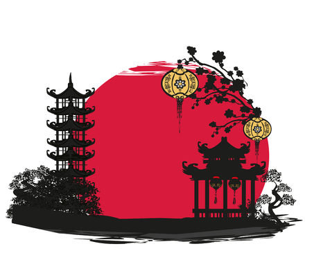 Mid-Autumn Festival for Chinese New Year - cardのイラスト素材