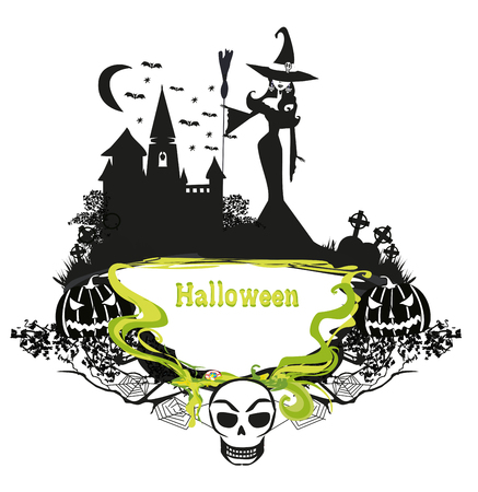 Halloween witch - decorative frameのイラスト素材