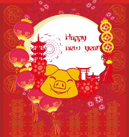 Creative chinese new year 2019. Year of the pig.のイラスト素材