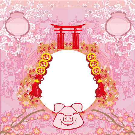 Creative chinese new year 2019. Year of the pig.のイラスト素材