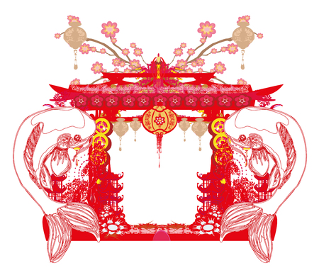Japanese koi vintage frameのイラスト素材