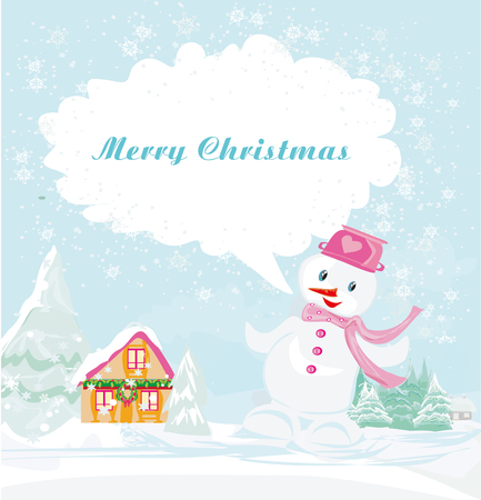 Happy snowman cardのイラスト素材