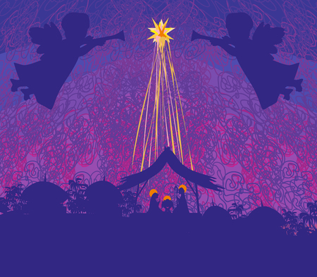 Christmas religious nativity sceneのイラスト素材