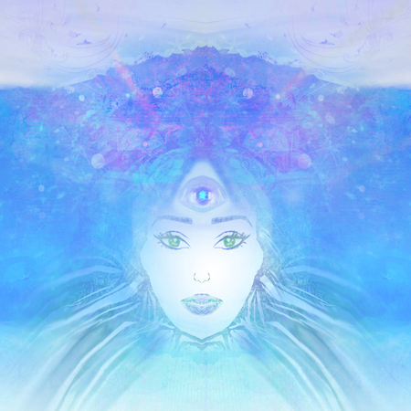 Woman with third eye, psychic supernatural sensesの写真素材