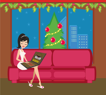 christmas online shoppingのイラスト素材