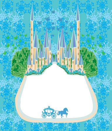 Beautiful fairytale castle frameのイラスト素材