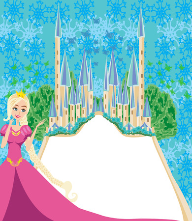 Beautiful fairytale castle frameのイラスト素材