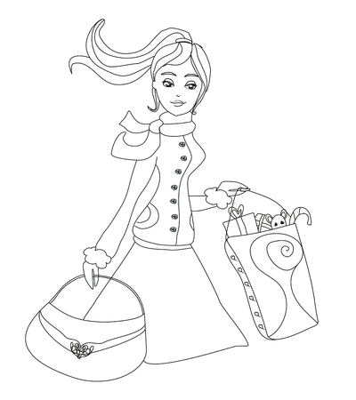 Woman with shopping bagsのイラスト素材
