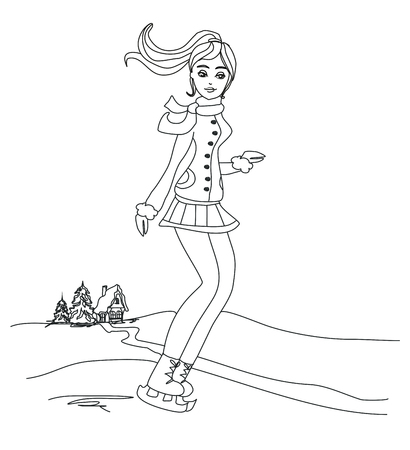 Beautiful skater doodle illustrationのイラスト素材