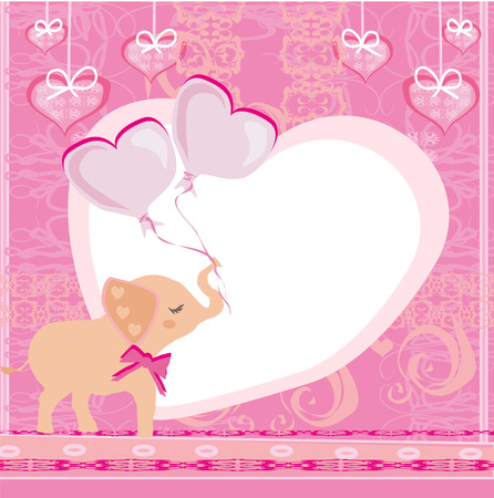 Baby shower card with cute elephantのイラスト素材