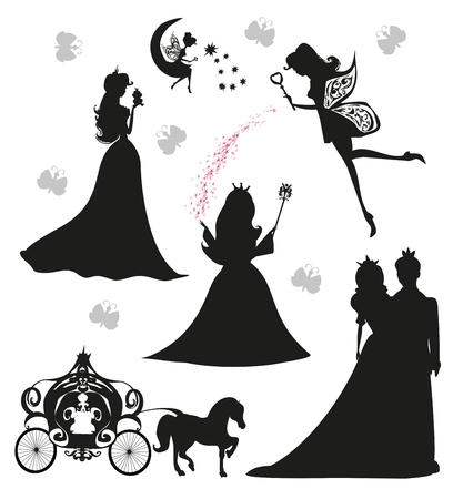 set of illustrations of princesses and fairiesのイラスト素材