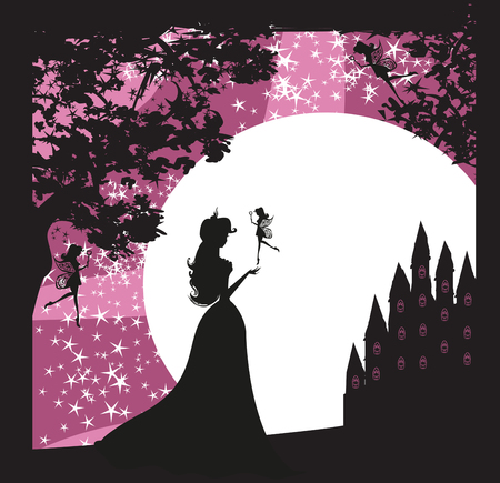 princess and flying fairiesのイラスト素材