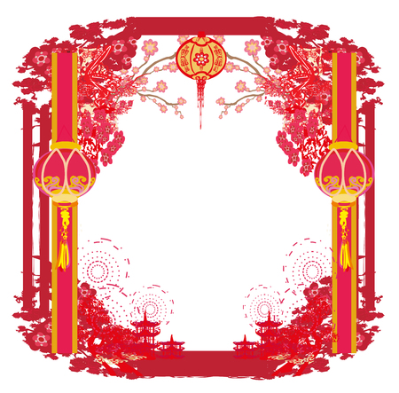 Mid-Autumn Festival for Chinese New Year frameのイラスト素材
